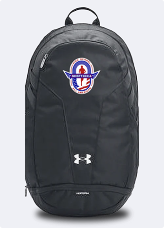 Black Under Armour backpack with the NHSTFXCCA logo